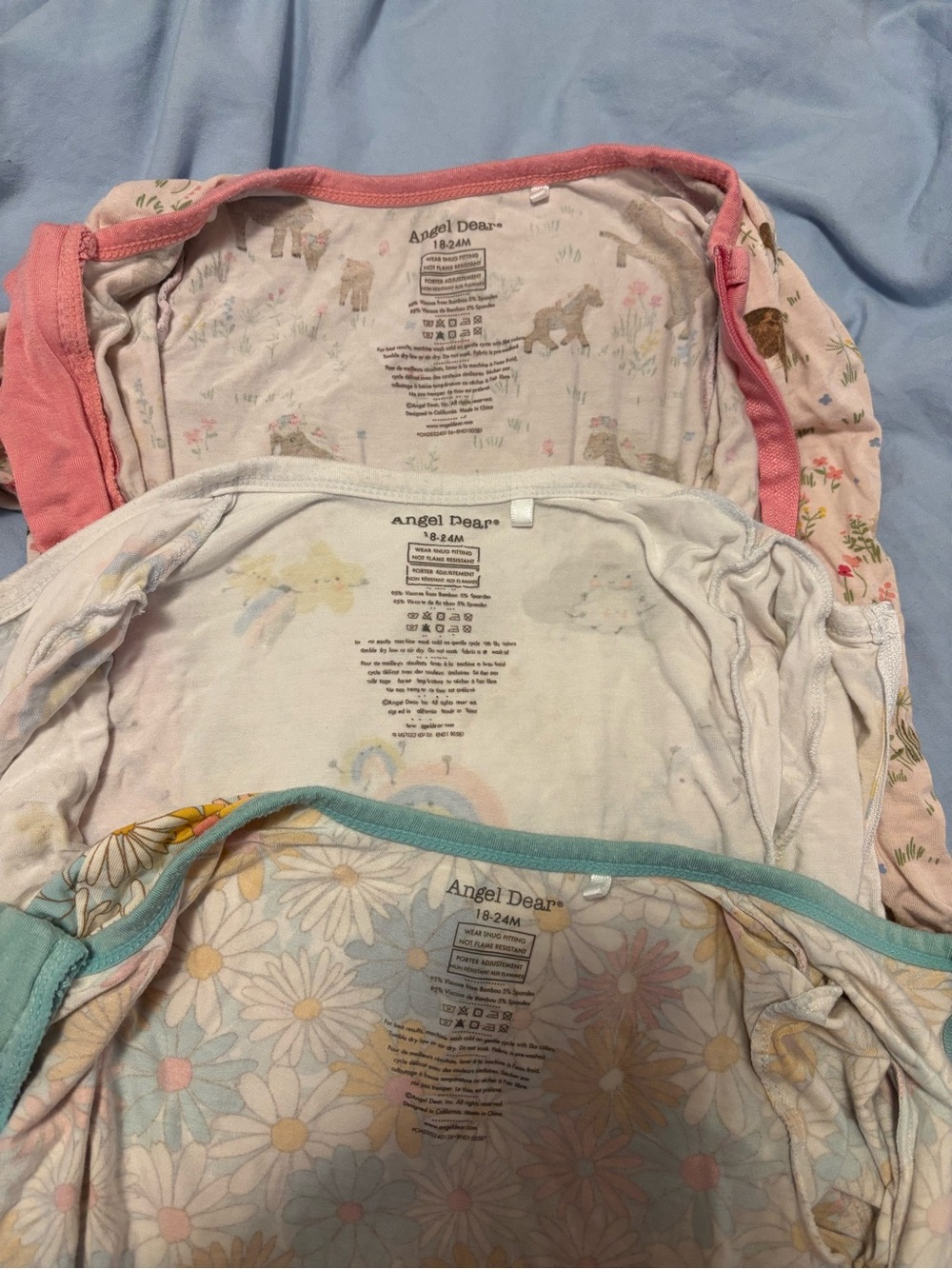 Angel Dear Girls pajamas lot 18-24 months - Pink, White, Mint
